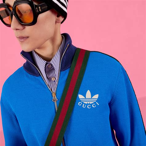 gucci adidas jacket blue|gucci black jacket.